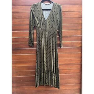 Olive Green Polka Dot Maxi Dress